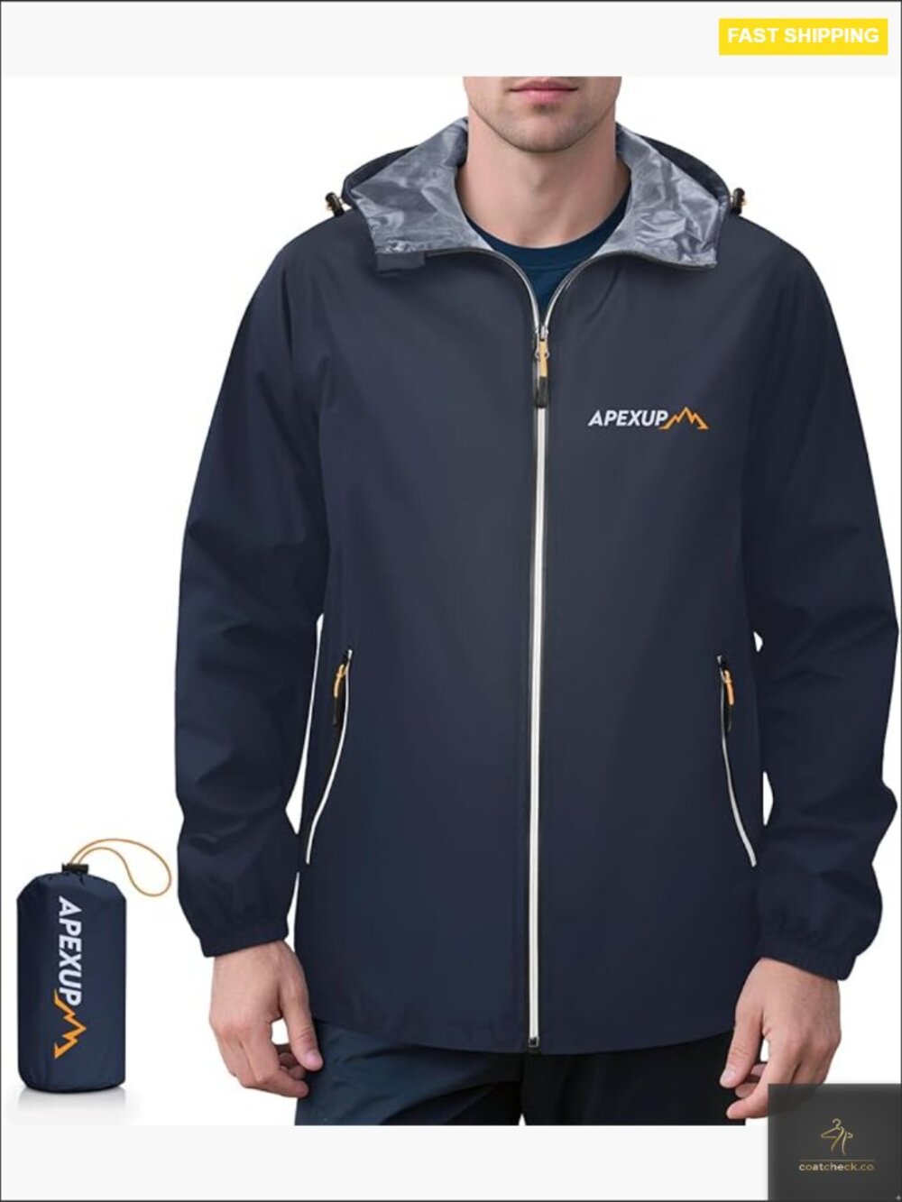 Lightweight Waterproof Rain Jacket with Reflective Trim Packable Hooded Outdoor